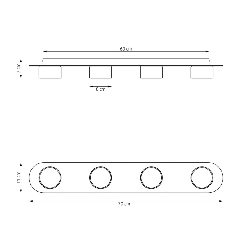 Stropní svítidlo DIAZ 4xGX53/12W/230V černá/hnědá