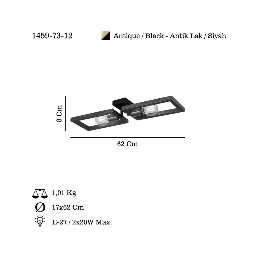 Stropní svítidlo ERA 2xE27/40W/230V hnědá