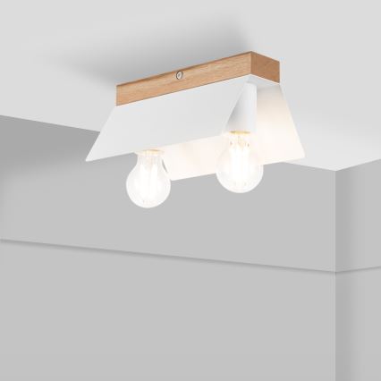 Stropní svítidlo ESME 2xE27/15W/230V bílá/dub