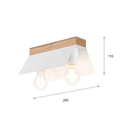 Stropní svítidlo ESME 2xE27/15W/230V bílá/dub
