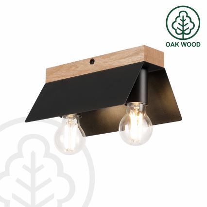 Stropní svítidlo ESME 2xE27/15W/230V černá/dub