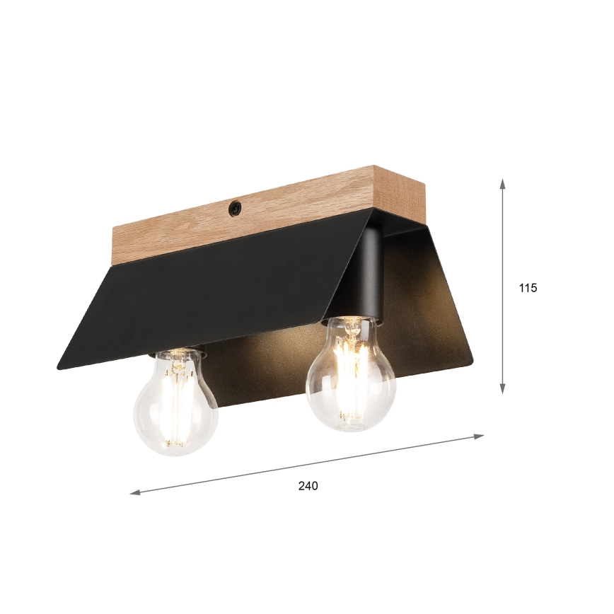 Stropní svítidlo ESME 2xE27/15W/230V černá/dub