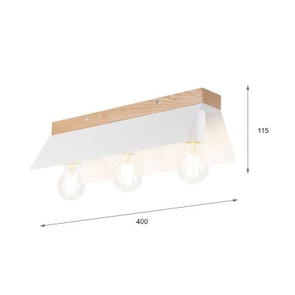 Stropní svítidlo ESME 3xE27/15W/230V bílá/dub