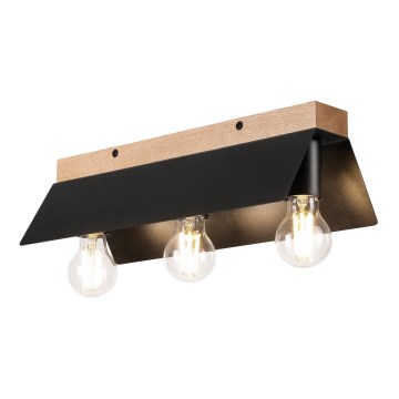 Stropní svítidlo ESME 3xE27/15W/230V černá/dub