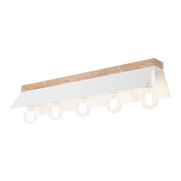 Stropní svítidlo ESME 5xE27/15W/230V bílá/dub