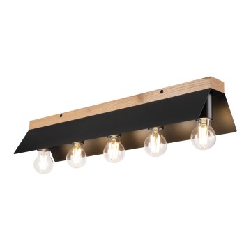 Stropní svítidlo ESME 5xE27/15W/230V černá/dub