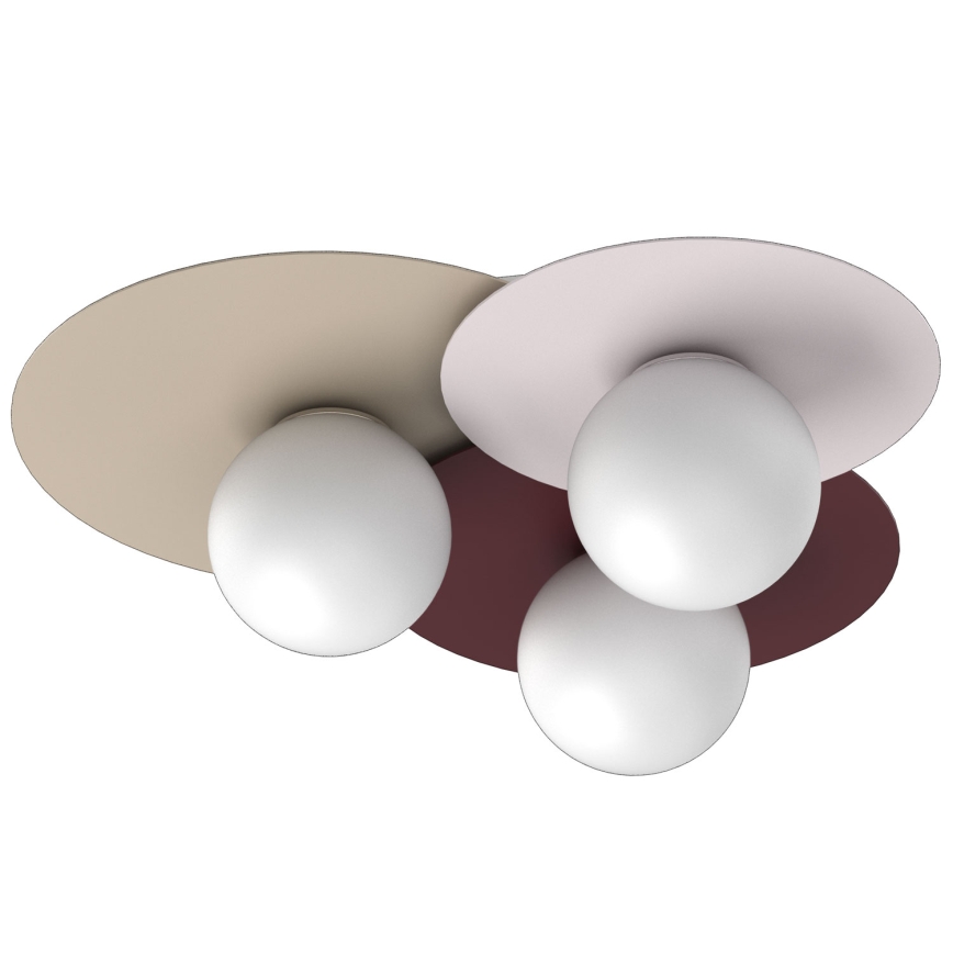 Stropní svítidlo FLAT 3xE27/15W/230V 55x60 cm béžová/krémová/burgundy
