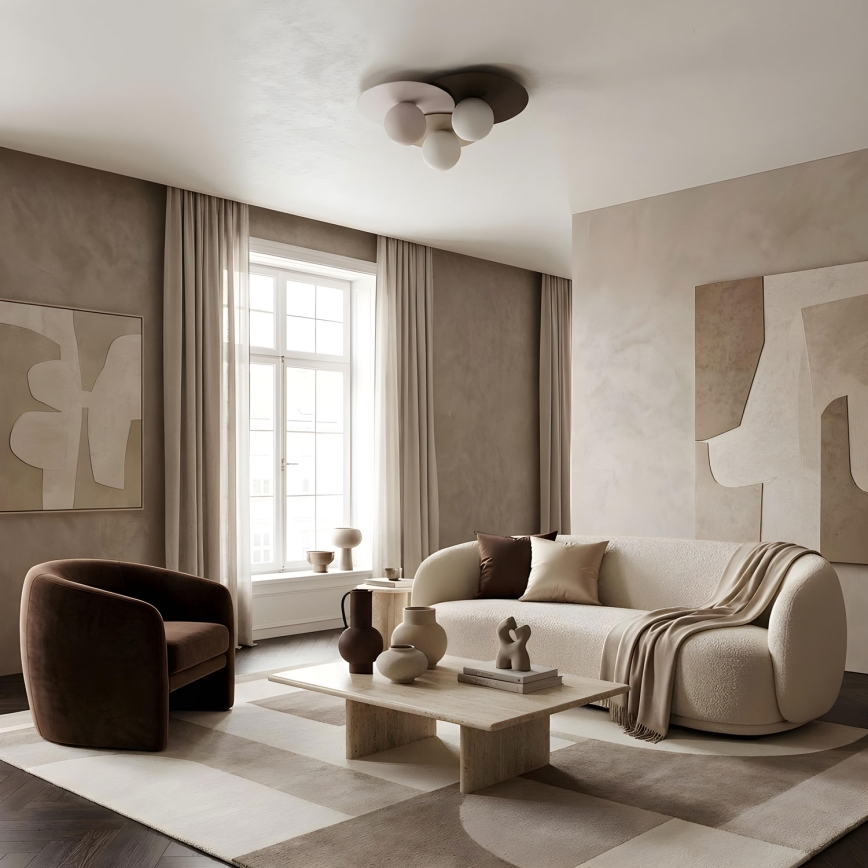 Stropní svítidlo FLAT 3xE27/15W/230V 55x60 cm béžová/krémová/hnědá