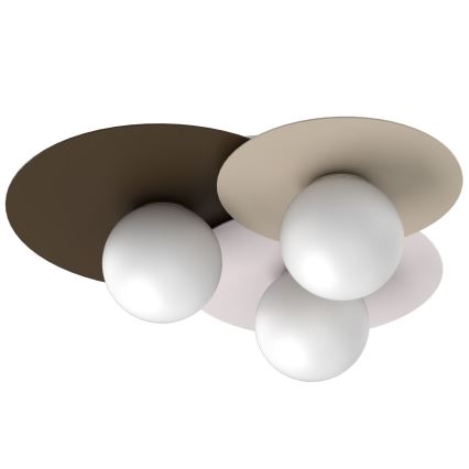 Stropní svítidlo FLAT 3xE27/15W/230V 55x60 cm béžová/krémová/hnědá