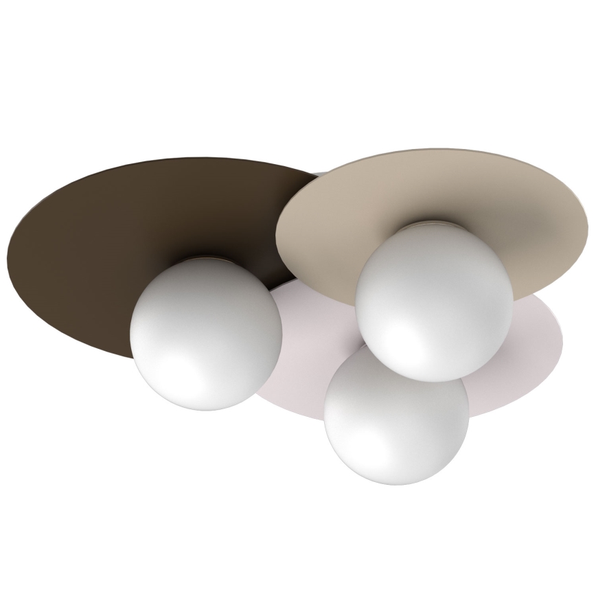 Stropní svítidlo FLAT 3xE27/15W/230V 55x60 cm béžová/krémová/hnědá
