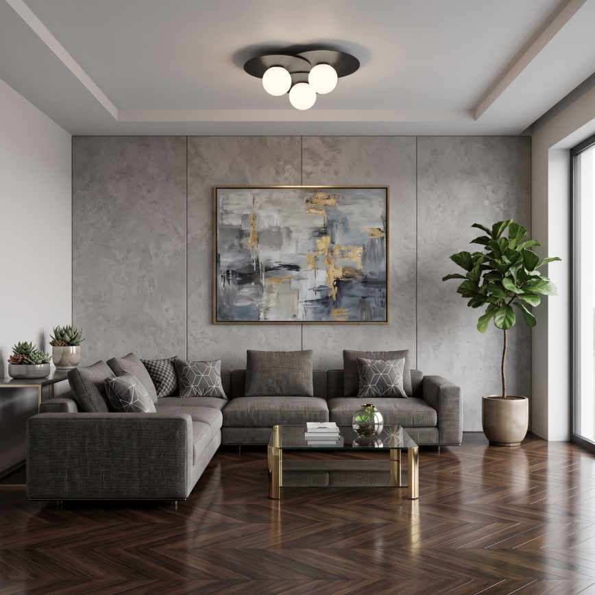 Stropní svítidlo FLAT 3xE27/15W/230V 55x60 cm černá