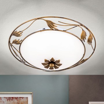 Stropní svítidlo FLEUR 2xE27/60W/230V pr. 40 cm bronz