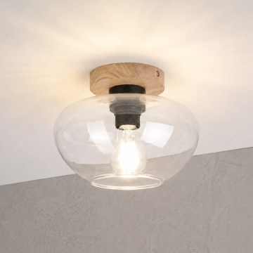 Stropní svítidlo FLO WOOD 1xE27/15W/230V dub/čirá pr. 22 cm