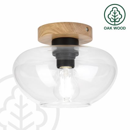 Stropní svítidlo FLO WOOD 1xE27/15W/230V dub/čirá pr. 22 cm