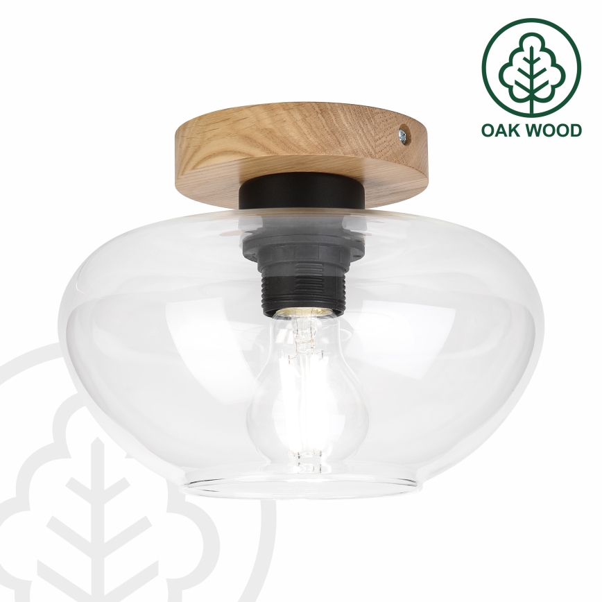 Stropní svítidlo FLO WOOD 1xE27/15W/230V dub/čirá pr. 22 cm