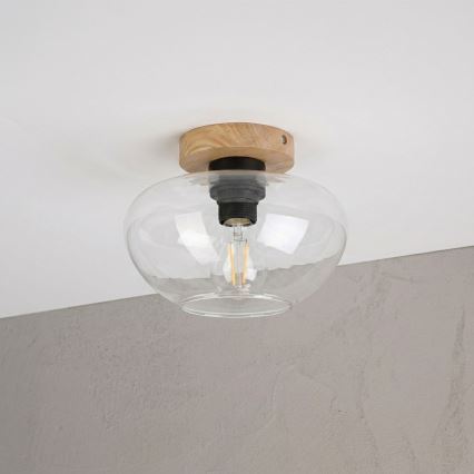 Stropní svítidlo FLO WOOD 1xE27/15W/230V dub/čirá pr. 22 cm