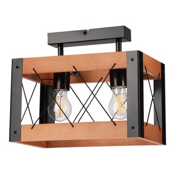 Stropní svítidlo FRIDA 2xE27/60W/230V černá/hnědá buk