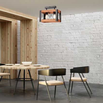 Stropní svítidlo FRIDA 2xE27/60W/230V černá/hnědá buk