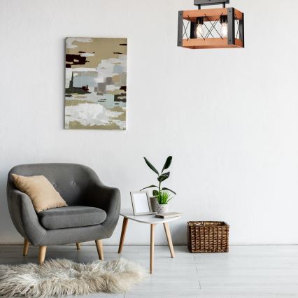 Stropní svítidlo FRIDA 2xE27/60W/230V černá/hnědá buk