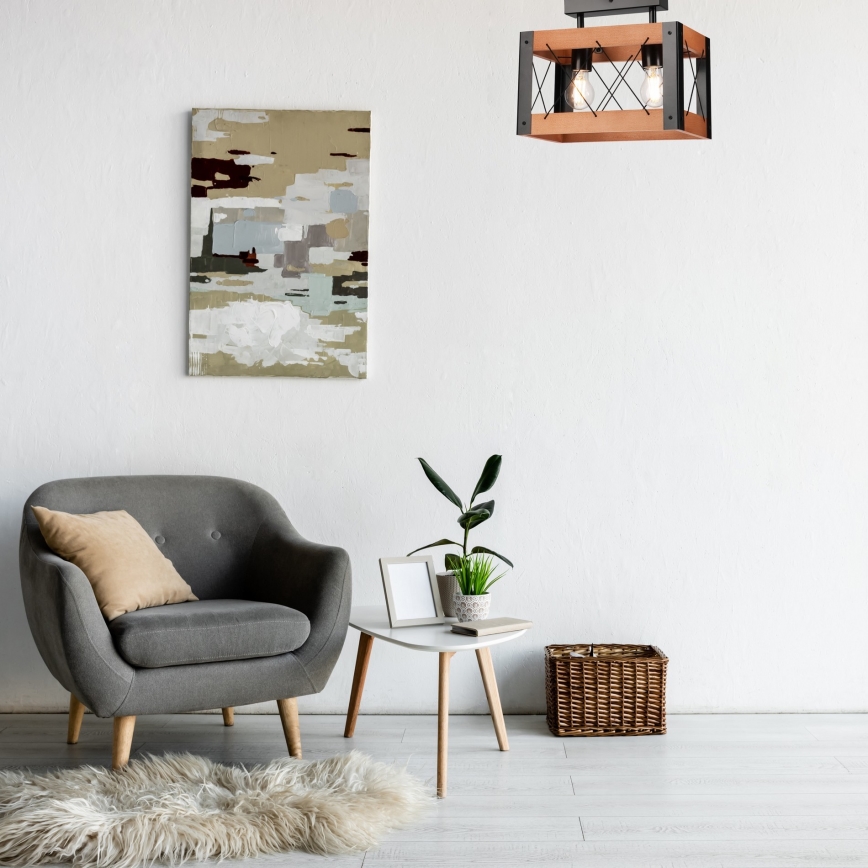 Stropní svítidlo FRIDA 2xE27/60W/230V černá/hnědá buk