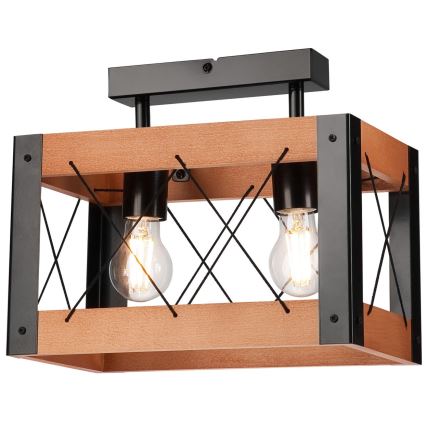 Stropní svítidlo FRIDA 2xE27/60W/230V černá/hnědá buk