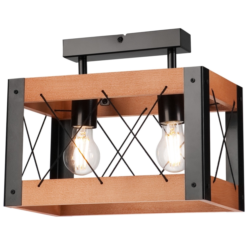 Stropní svítidlo FRIDA 2xE27/60W/230V černá/hnědá buk