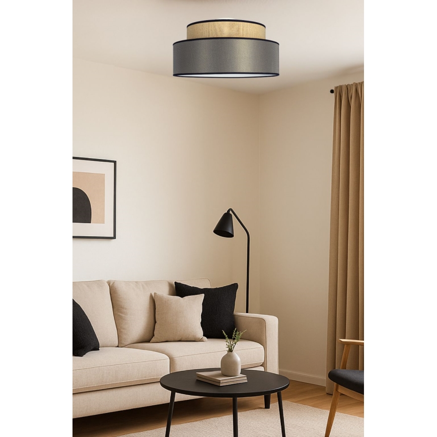 Stropní svítidlo GRACE 1xE27/60W/230V pr. 40 cm béžová/hnědá
