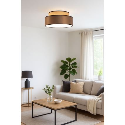 Stropní svítidlo GRACE 1xE27/60W/230V pr. 40 cm béžová/hnědá
