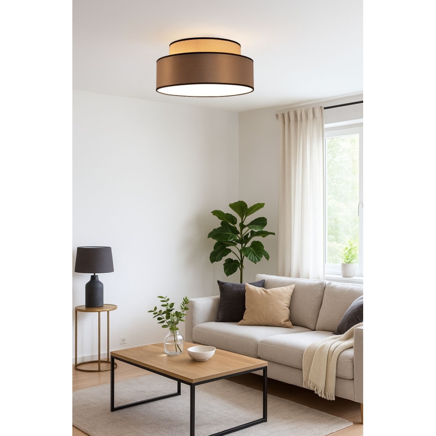 Stropní svítidlo GRACE 1xE27/60W/230V pr. 40 cm béžová/hnědá