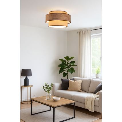 Stropní svítidlo GRACE 1xE27/60W/230V pr. 40 cm béžová/hnědá