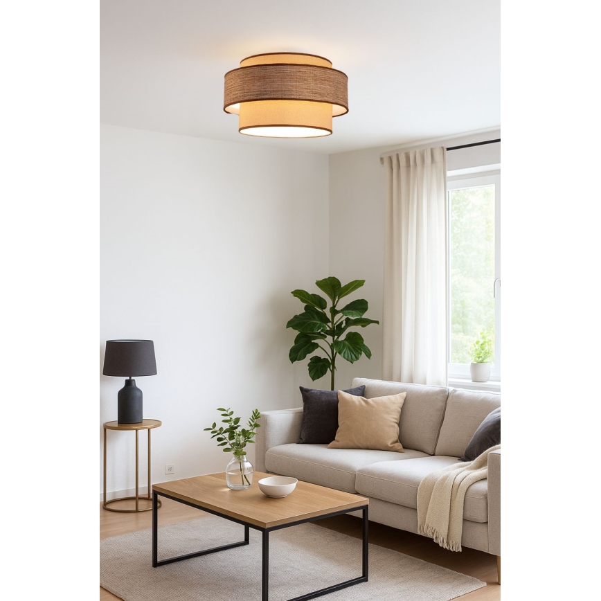Stropní svítidlo GRACE 1xE27/60W/230V pr. 40 cm béžová/hnědá