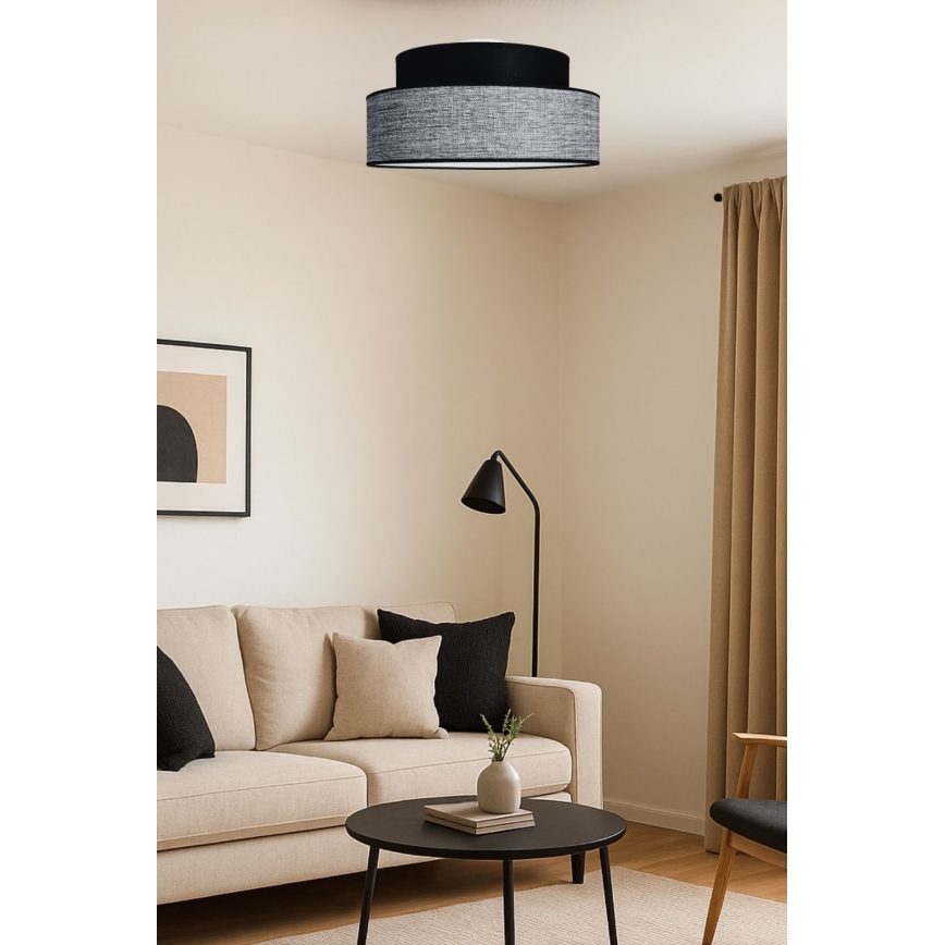Stropní svítidlo GRACE 1xE27/60W/230V pr. 40 cm černá/šedá