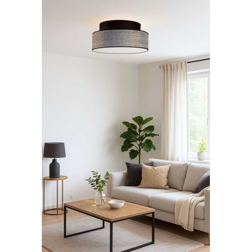 Stropní svítidlo GRACE 1xE27/60W/230V pr. 40 cm černá/šedá