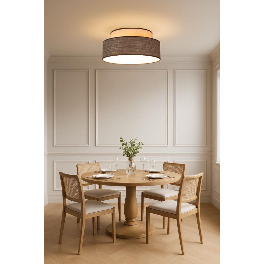 Stropní svítidlo GRACE 1xE27/60W/230V pr. 40 cm krémová/hnědá