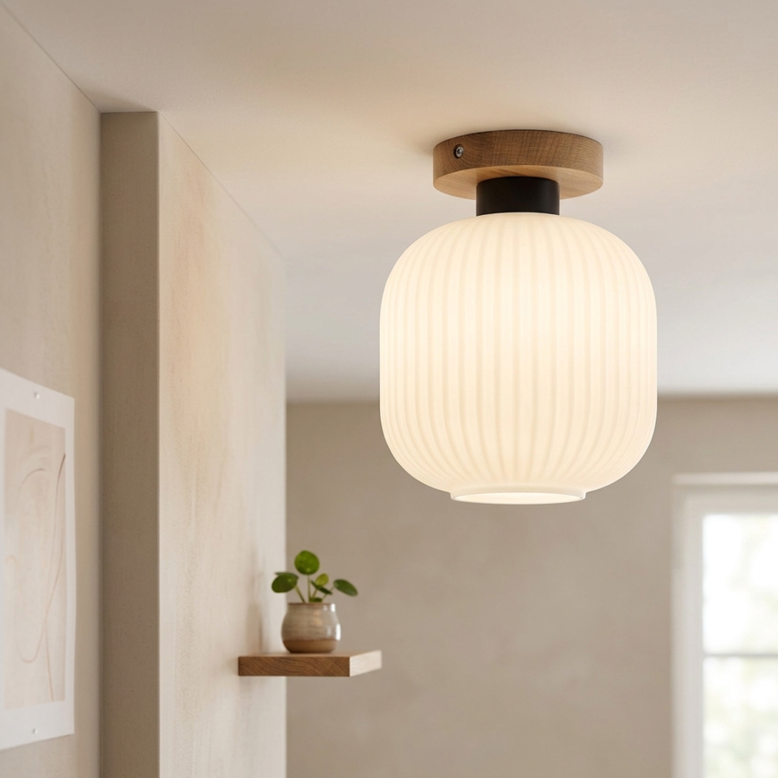 Stropní svítidlo HARMA WOOD 1xE27/15W/230V dub/bílá pr. 20 cm