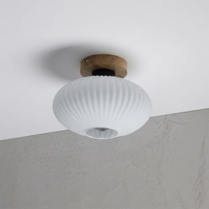 Stropní svítidlo HARMA WOOD 1xE27/15W/230V dub/bílá pr. 25 cm