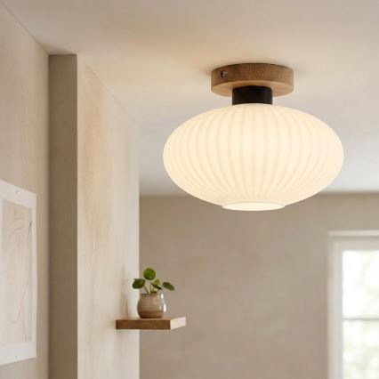 Stropní svítidlo HARMA WOOD 1xE27/15W/230V dub/bílá pr. 25 cm