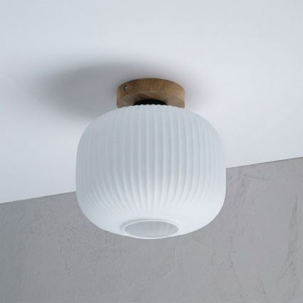 Stropní svítidlo HARMA WOOD 1xE27/15W/230V dub/bílá pr. 25 cm
