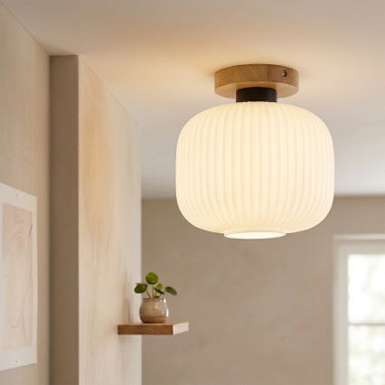 Stropní svítidlo HARMA WOOD 1xE27/15W/230V dub/bílá pr. 25 cm