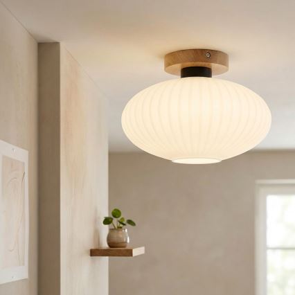 Stropní svítidlo HARMA WOOD 1xE27/15W/230V dub/bílá pr. 30 cm