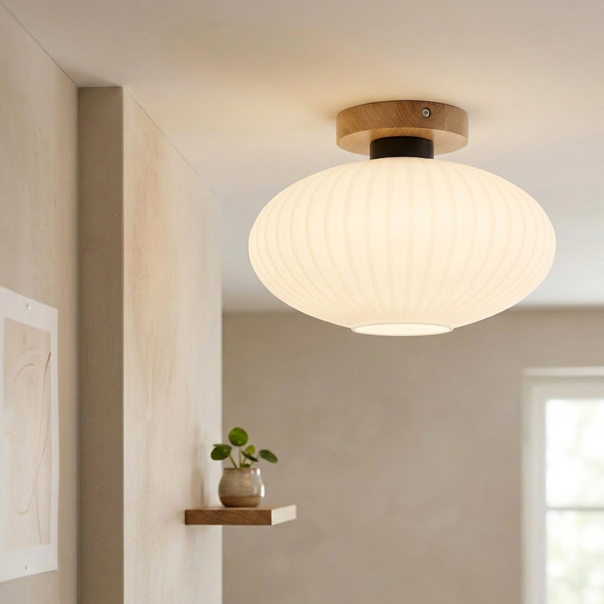 Stropní svítidlo HARMA WOOD 1xE27/15W/230V dub/bílá pr. 30 cm
