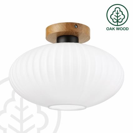 Stropní svítidlo HARMA WOOD 1xE27/15W/230V dub/bílá pr. 30 cm