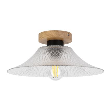 Stropní svítidlo JULL WOOD 1xE27/15W/230V dub/čirá pr. 34 cm