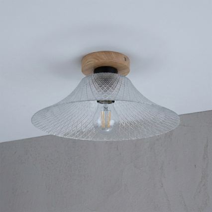 Stropní svítidlo JULL WOOD 1xE27/15W/230V dub/čirá pr. 34 cm
