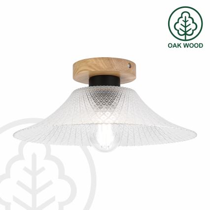 Stropní svítidlo JULL WOOD 1xE27/15W/230V dub/čirá pr. 34 cm