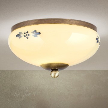 Stropní svítidlo LANDHAUS 1xE27/60W/230V pr. 21 cm bronz/béžová/modrá