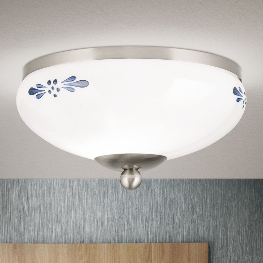 Stropní svítidlo LANDHAUS 1xE27/60W/230V pr. 21 cm matný chrom/bílá