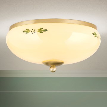 Stropní svítidlo LANDHAUS 2xE27/60W/230V pr. 28 cm bronz/béžová