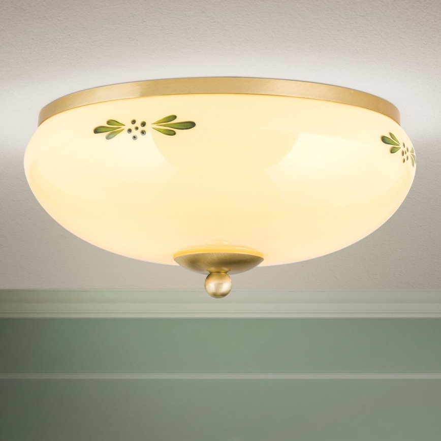 Stropní svítidlo LANDHAUS 2xE27/60W/230V pr. 28 cm bronz/béžová