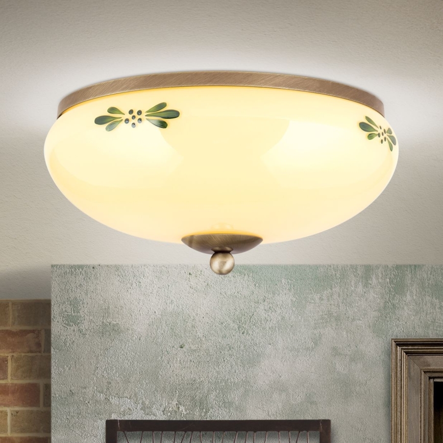 Stropní svítidlo LANDHAUS 2xE27/60W/230V pr. 28 cm bronz/béžová
